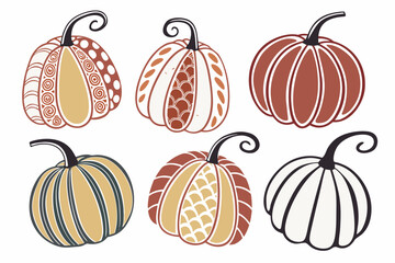 set of Pumpkin harvest silhouette vector illustration 