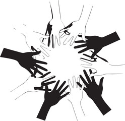 Diverse human hands unite for global human rights celebration and awareness day