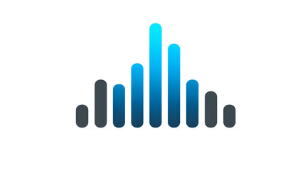 Stylized sound wave graphic in gradient shades of blue and gray.