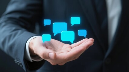 Businessman with message icons