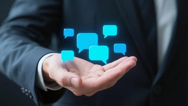 Businessman with message icons