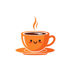 Cute Kawaii Happy Steaming Coffee Cup