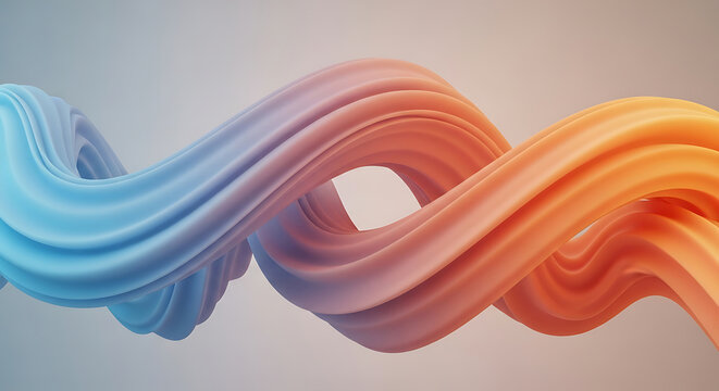 Blue and orange abstract fluid waves intertwining background