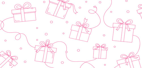 Pink gift boxes with bows isolated on transparent background