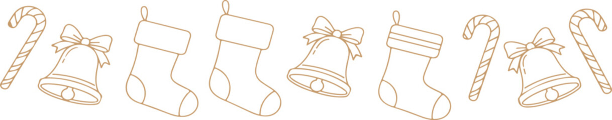 Christmas stockings with bows isolated on transparent background