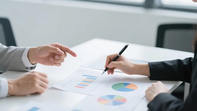 Business meeting with data analysis