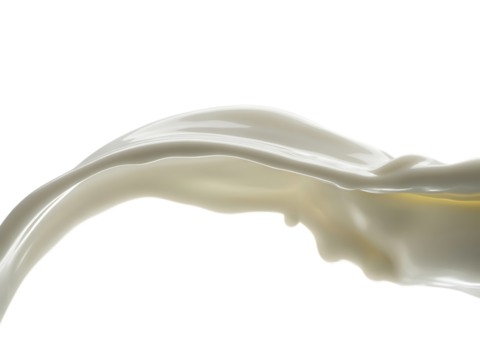 A dynamic splash of white milk isolated on transparent background, captured in motion