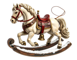 Antique White Rocking Horse Christmas Ornament Decoration.