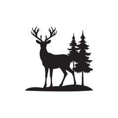 Deer and forest silhouette