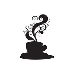 Hot coffee cup silhouette icon
