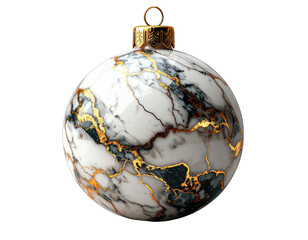 Elegant Marble Effect Christmas Ornament with Gold Accents.