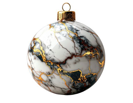 Elegant Marble Effect Christmas Ornament with Gold Accents.