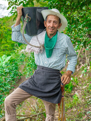A coffee farmer shows the coffee from his farm.
