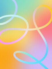 Cool colorful gradient grainy noise artistic squiggle lines doodle abstract poster template background