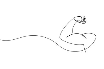 Strong arm bicep continuous one line drawing of physical power concept