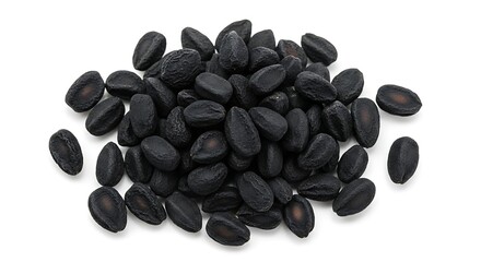 Pile of black beans isolated on white background