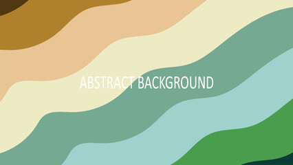 Abstract background with organic flowing wavy stripes in a harmonious blend of earthy, warm tones including deep blue, brown, beige, and yellow.