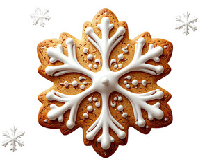 Beautifully Decorated Snowflake Shaped Cookie For Winter Holidays.