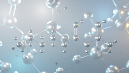 buformin molecular structure, 3d model molecule, anti-diabetic medication structural chemical formula view from a microscope