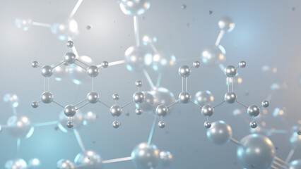 phenformin molecular structure, 3d model molecule, anti-diabetic medication structural chemical formula view from a microscope
