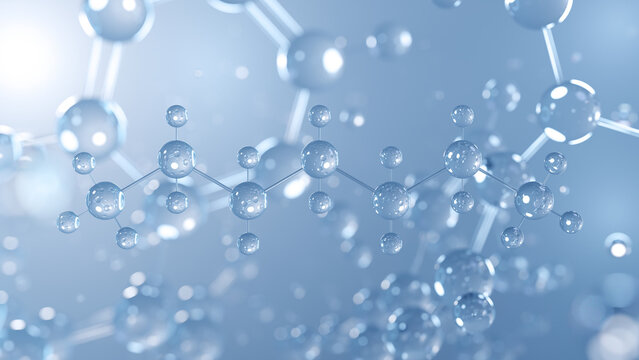 heptane molecular structure 3d, solvent structural chemical formula view from a microscope