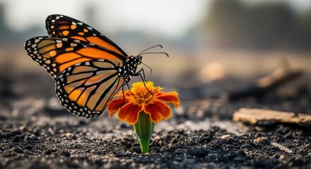 Obraz premium Monarch Butterfly On Orange Flower