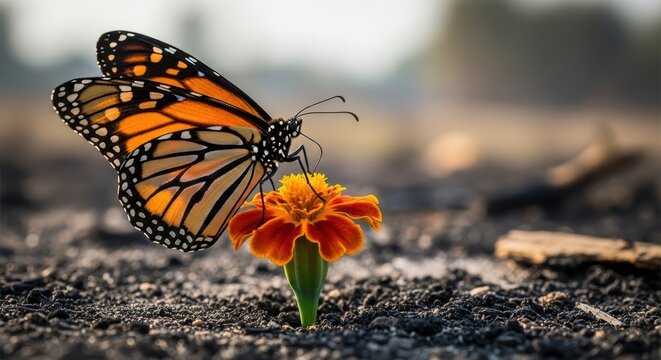 Monarch Butterfly On Orange Flower