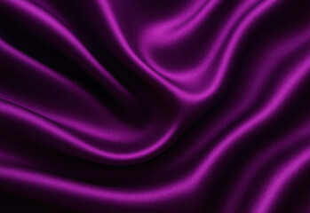 Close-up of luxurious purple satin fabric with flowing folds and rich sheen, dramatic lighting highlighting texture, softness, and elegant drape for fashion and interior design