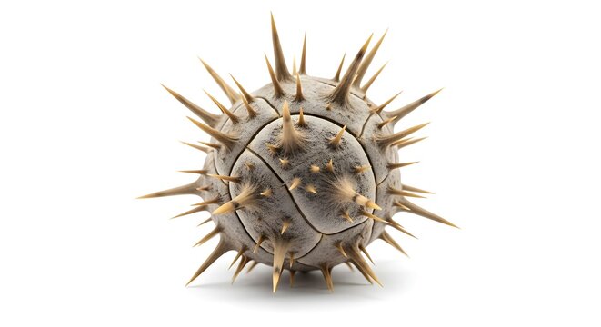 Spiky seed pod on a white background