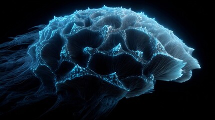 Robotic fractal pattern forming futuristic AI brain