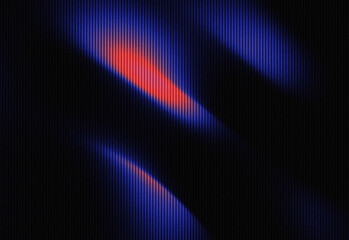Abstract scene featuring blue and red light trails on a deep dark background, conveying dynamic movement, energy, neon glow, subtle grain, and a futuristic cinematic atmosphere.
