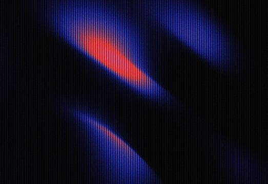 Abstract scene featuring blue and red light trails on a deep dark background, conveying dynamic movement, energy, neon glow, subtle grain, and a futuristic cinematic atmosphere.