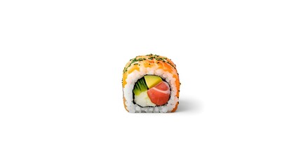 Elegant Sushi Roll on White Background