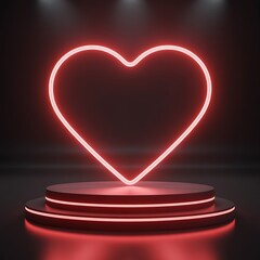 A glowing red heart on a circular platform display