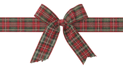 Festive Ribbon Bow in tartan pattern for celebration and gifts . Isolated on transparent background, png