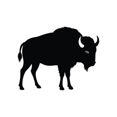 Strong Bison Standing Silhouette Art