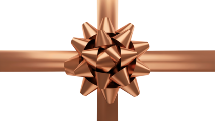 Elegant bow and ribbon on a gift package for celebration . Isolated on transparent background, png