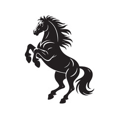 Wild Horse Silhouette Standing on Hind Legs