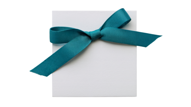 gift box with a turquoise bow . Isolated on transparent background, png