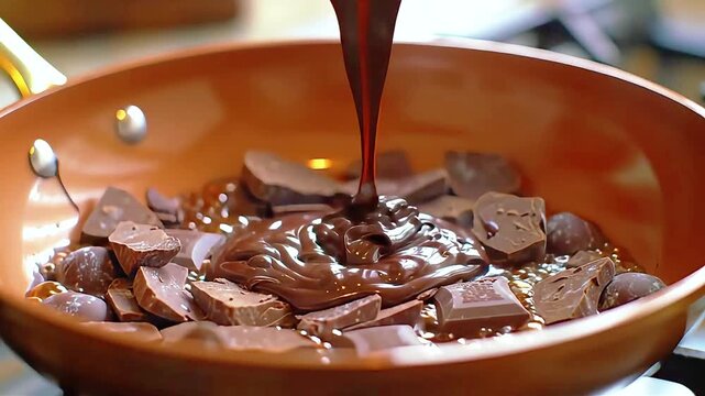 Melting Chocolate in a Pan for Dessert.