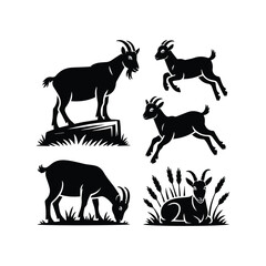 Farm Animal Goat Vector Illustrations Pack