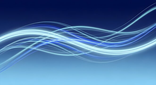 Abstract blue light trails flowing across a gradient background