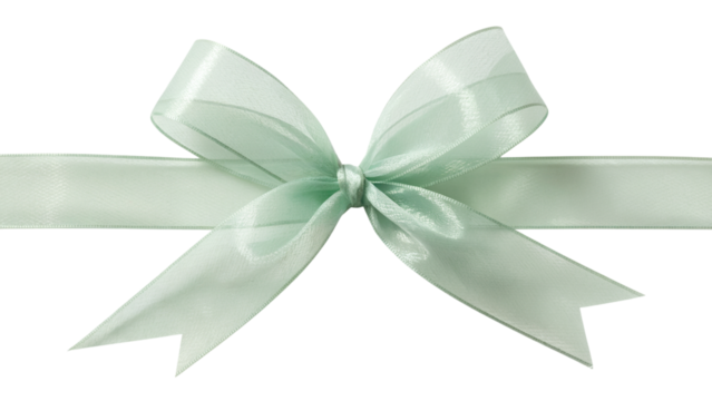 Elegant mint-green ribbon bow, perfect for gifts and celebrations . Isolated on transparent background, png
