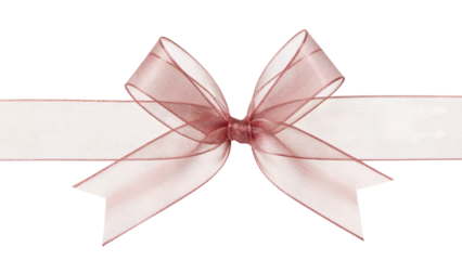 Elegant ribbon bow for gift wrapping . Isolated on transparent background, png