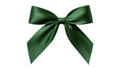 elegant emerald ribbon bow decoration. Isolated on transparent background, png