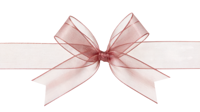 Elegant ribbon bow for gift wrapping . Isolated on transparent background, png