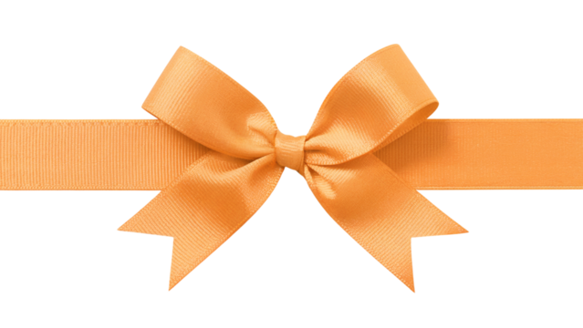 elegant orange ribbon bow, perfect for gift wrapping and special occasions . Isolated on transparent background, png