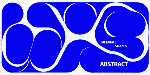 Dynamic blue metaball shapes flowing together on a textured white background abstract design