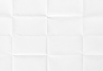 Close up of white crumpled paper texture with subtle shadows and folds, creating a versatile neutral background for design, layouts, printing, presentations, and digital artwork