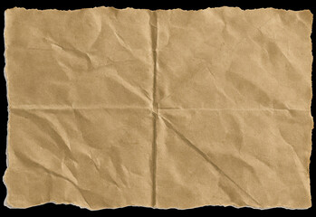 Close-up of textured brown kraft paper with natural crinkles and torn edges, a versatile rustic background for design, branding, packaging, crafts, stationery, creative layouts.